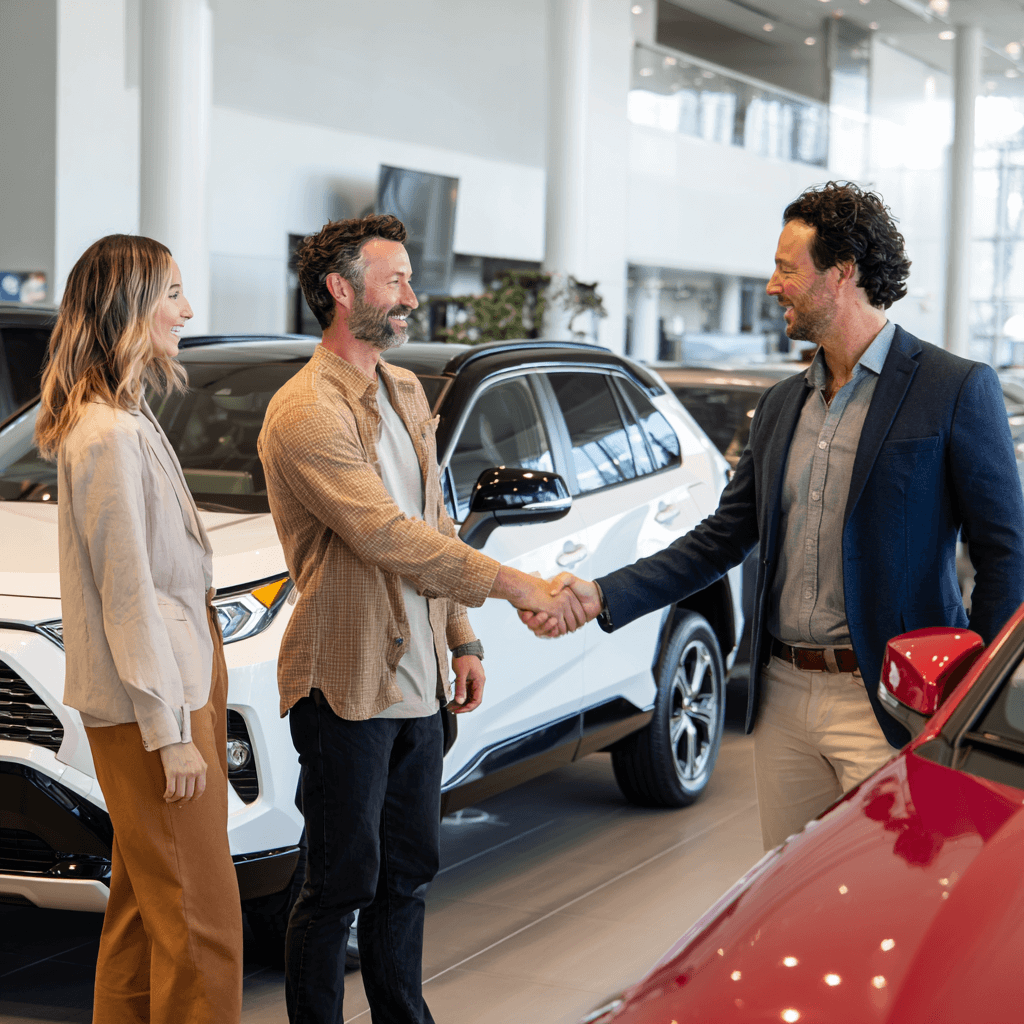 A sleek vending machine in a car dealership waiting area